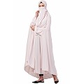 Free size jilbab with nose piece- Light pink